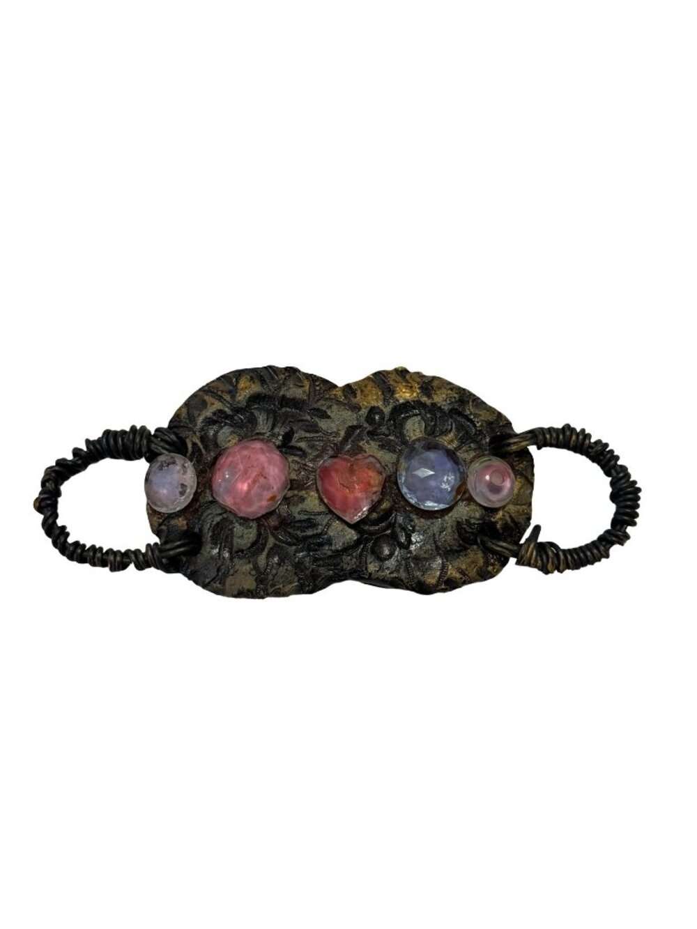 Vintage Nina Vetouli Handmade Greece Scarf Buckle Slide Heart Floral Artisan - Picture 1 of 4